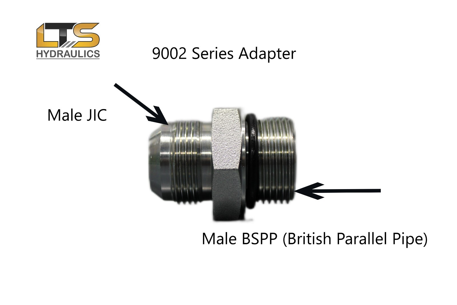 3/8" Male JIC x 1/2" Male BSPP British Parallel Pipe Straight Adapter 9002-06-08