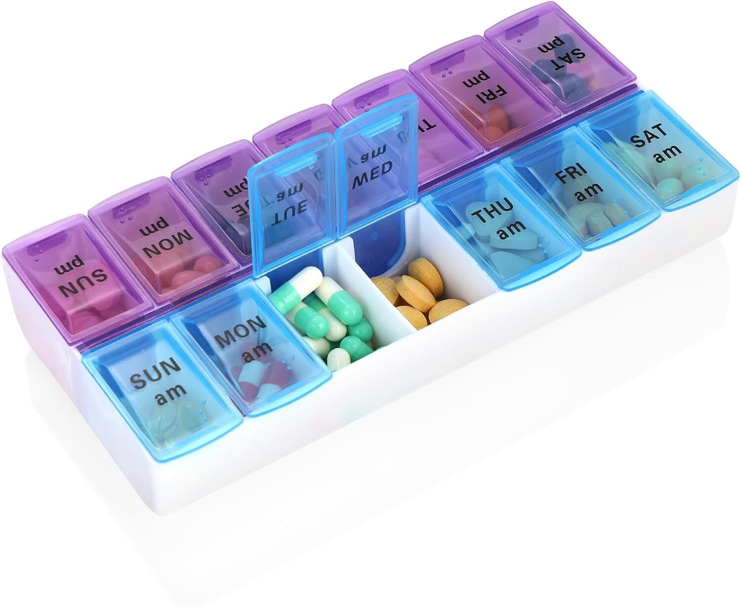 2 Pack Weekly Pill Box Organizer Twice a Day 7 day AMPM Organizer Case Medicine