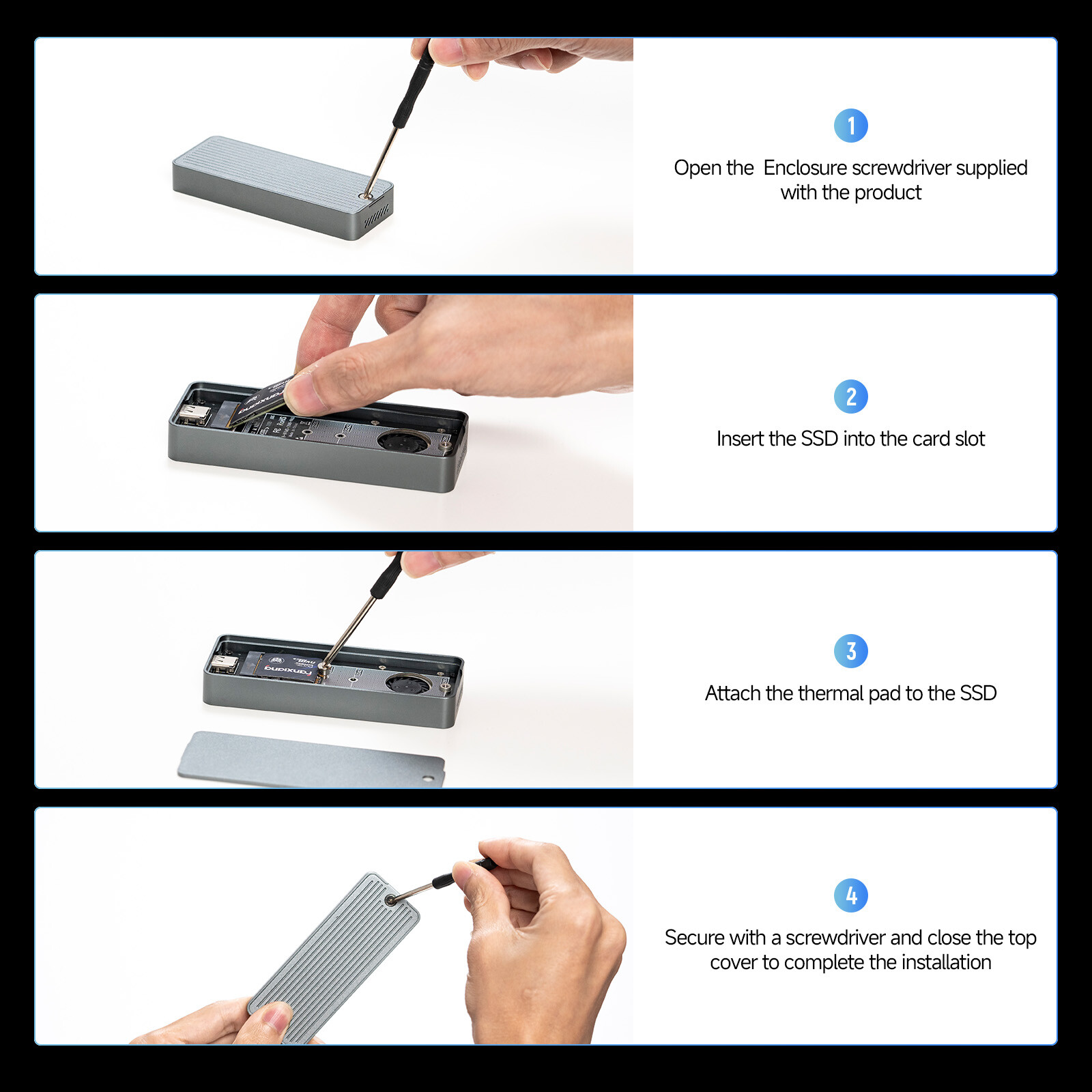 Fanxiang M.2 NVMe SATA SSD Enclosure USB Type C 10Gbps NVMe SSD External Case