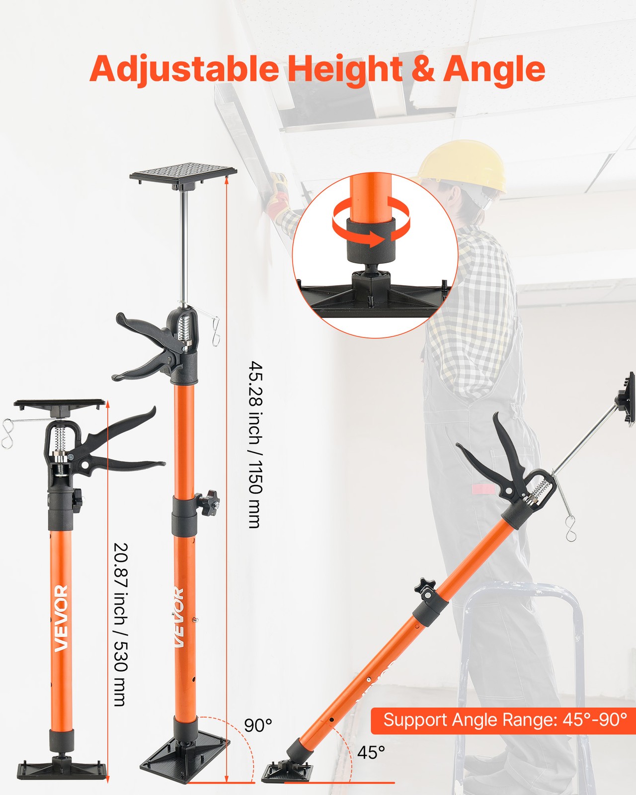 VEVOR 2Pcs Cabinet Jack Support Pole 21.3-60 in Telescopic Quick Support Rod