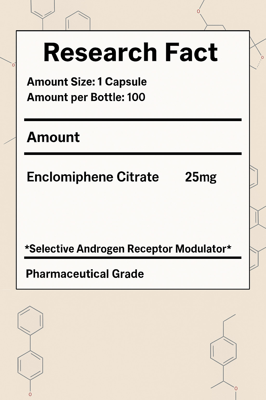 Dawn Research Enclomiphene Citrate 25mg 100 Capsules For Research Purposes ONLY