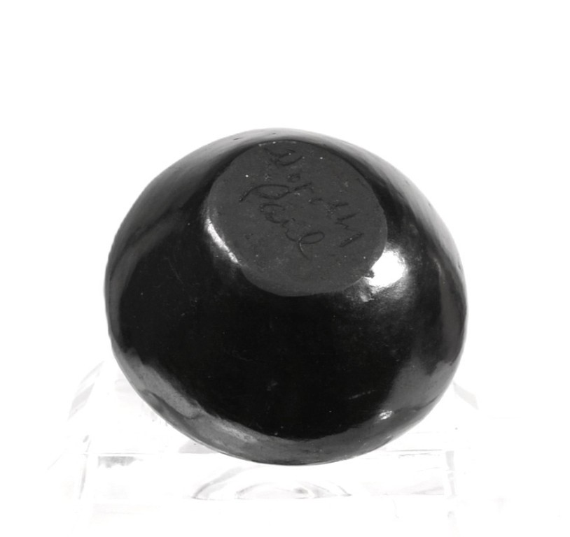 Santa Clara Pueblo Small Pot with Corn Black Pottery By Dorothy and Paul