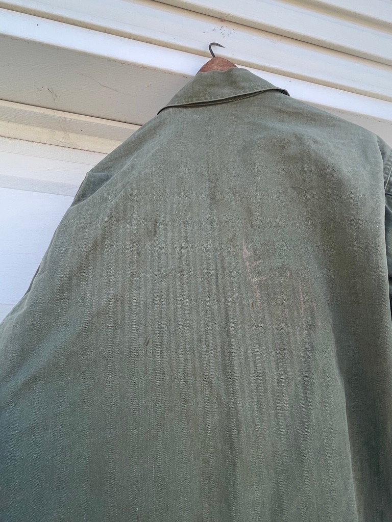 vtg WW2 US Military Army green button field shirt jacket HBT OG 107 Poplin WWII