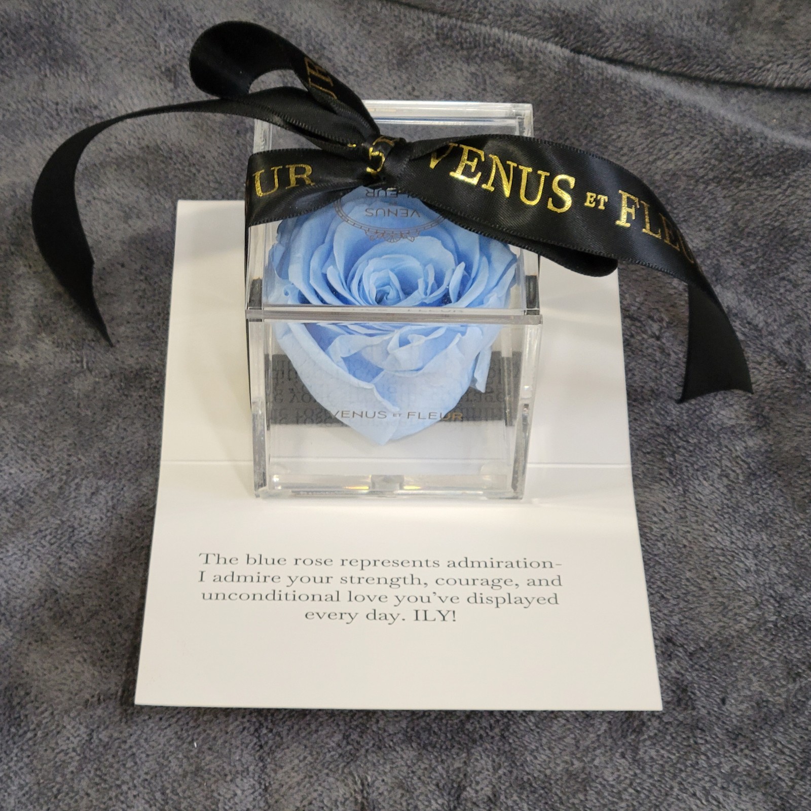 Baby Blue Venus Et Fleur Eternity Rose With Acrylic Storage Box And Note