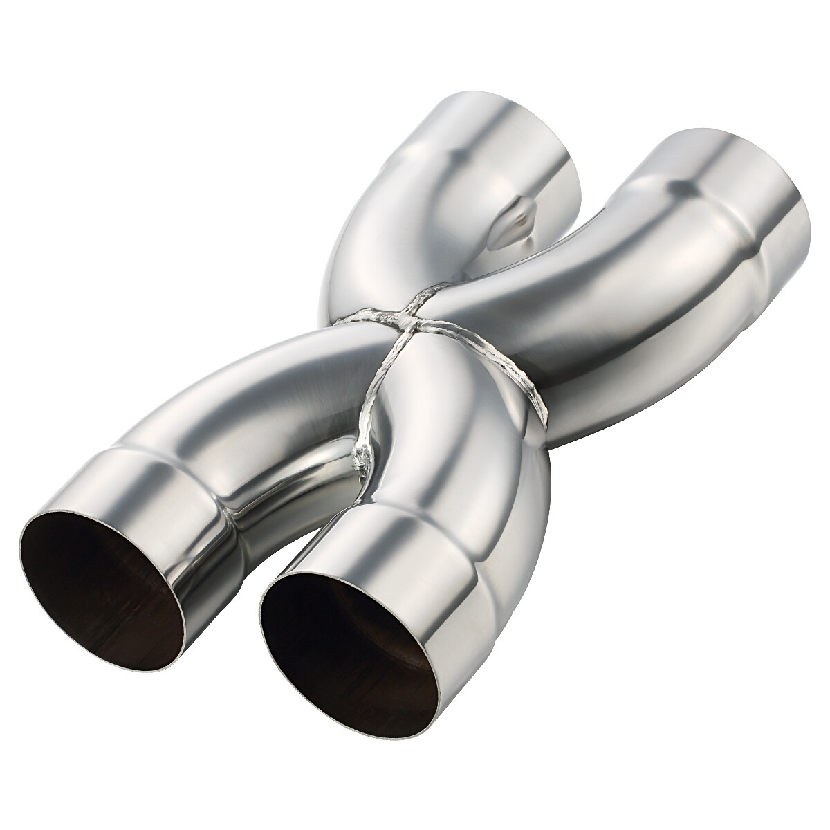 Welded X Pipe 3" Dual Inlet/Outlet Polished Exhaust X Pipe Stainless Steel
