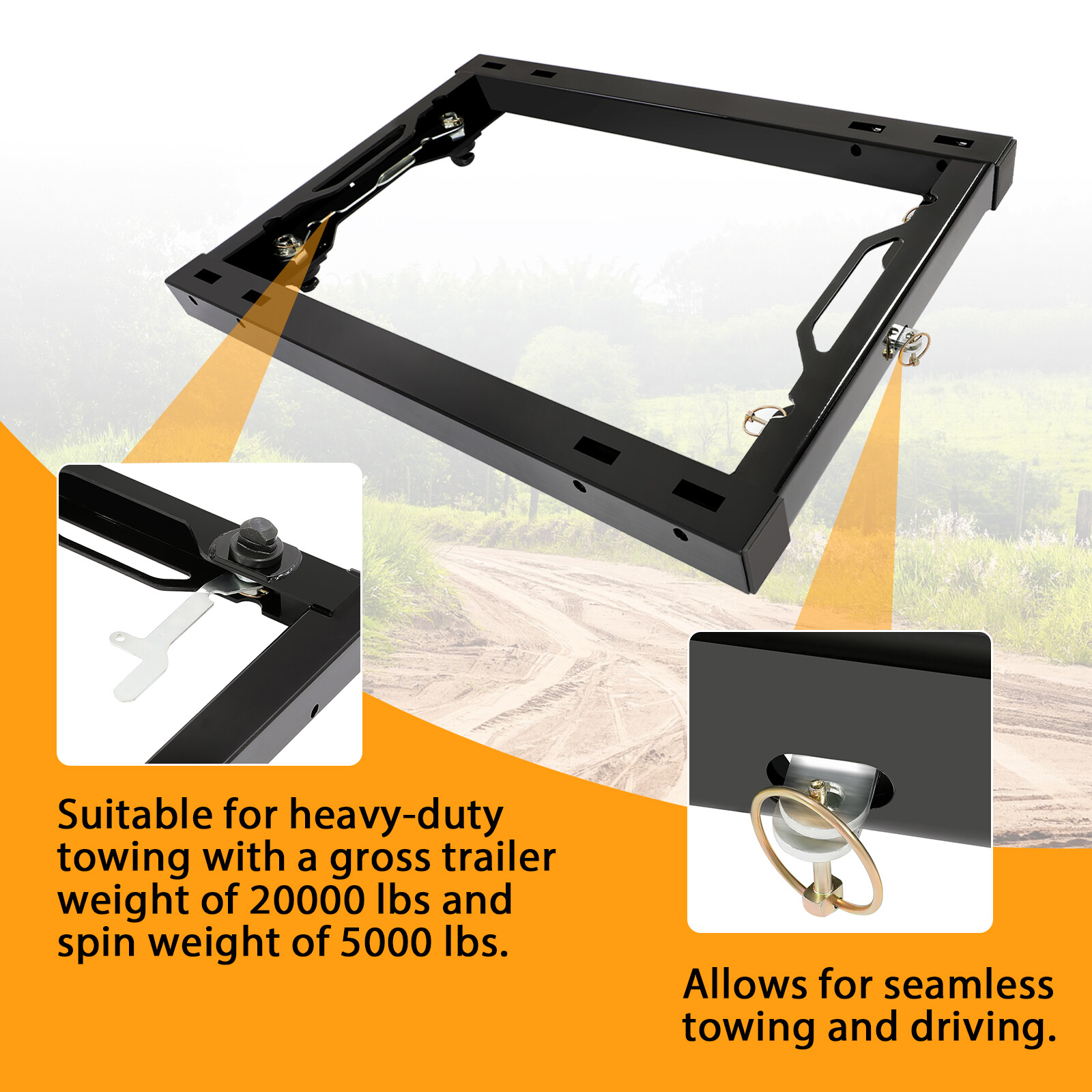 For Ford F-350 F-250 Super Duty 11-20 Black 5th Wheel Hitch Adapter w/ Handles