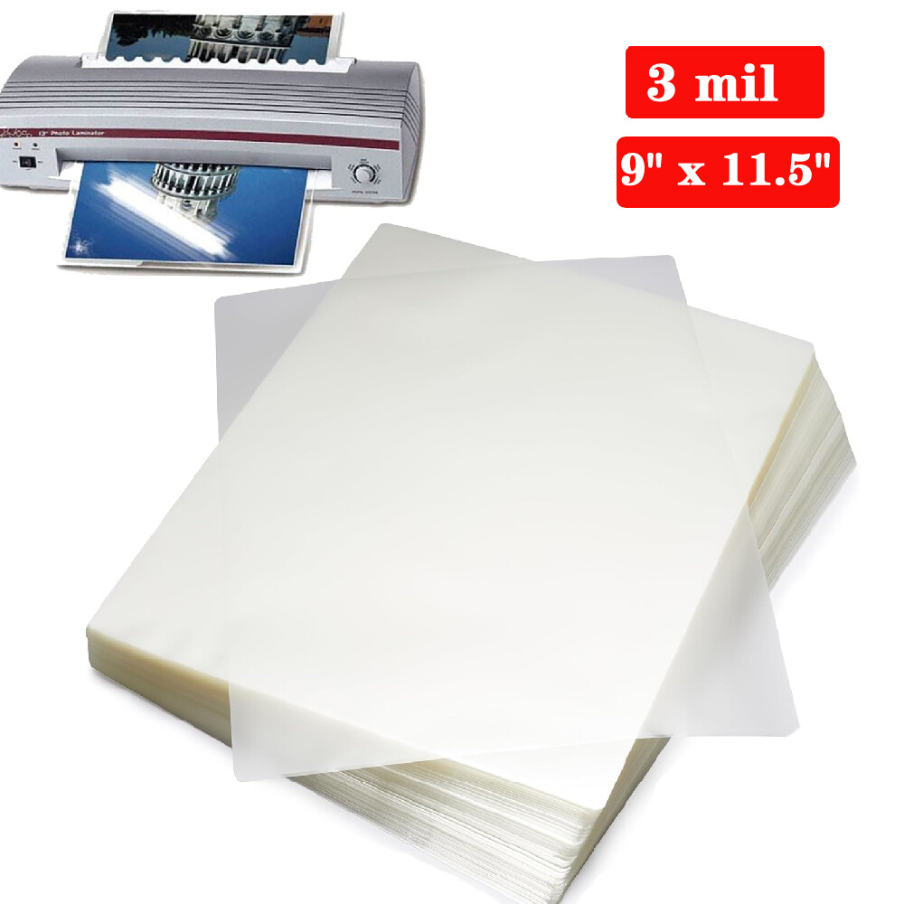 3 Mil Clear Thermal Laminating Pouches Letter 9"x11.5" Size Laminator Sheets