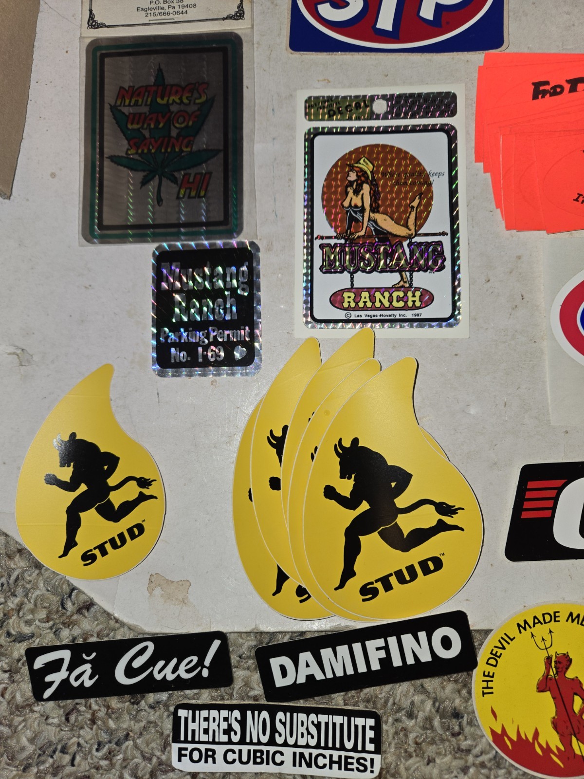 43 Vintage 80s/90s Racing Stickers,Decals,Crane,Ford Power,Stud Oil,Holley,STP