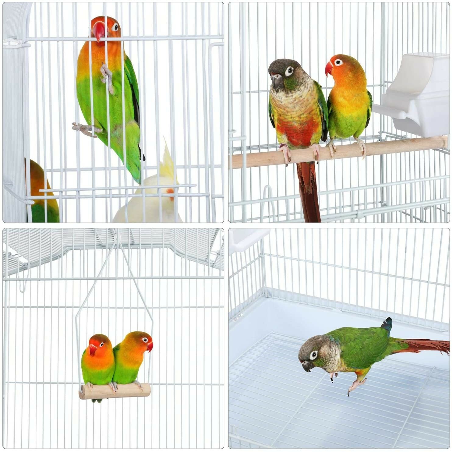 18" Small Parakeet Wire Bird Cage for Finches Canaries Hanging Travel Bird House