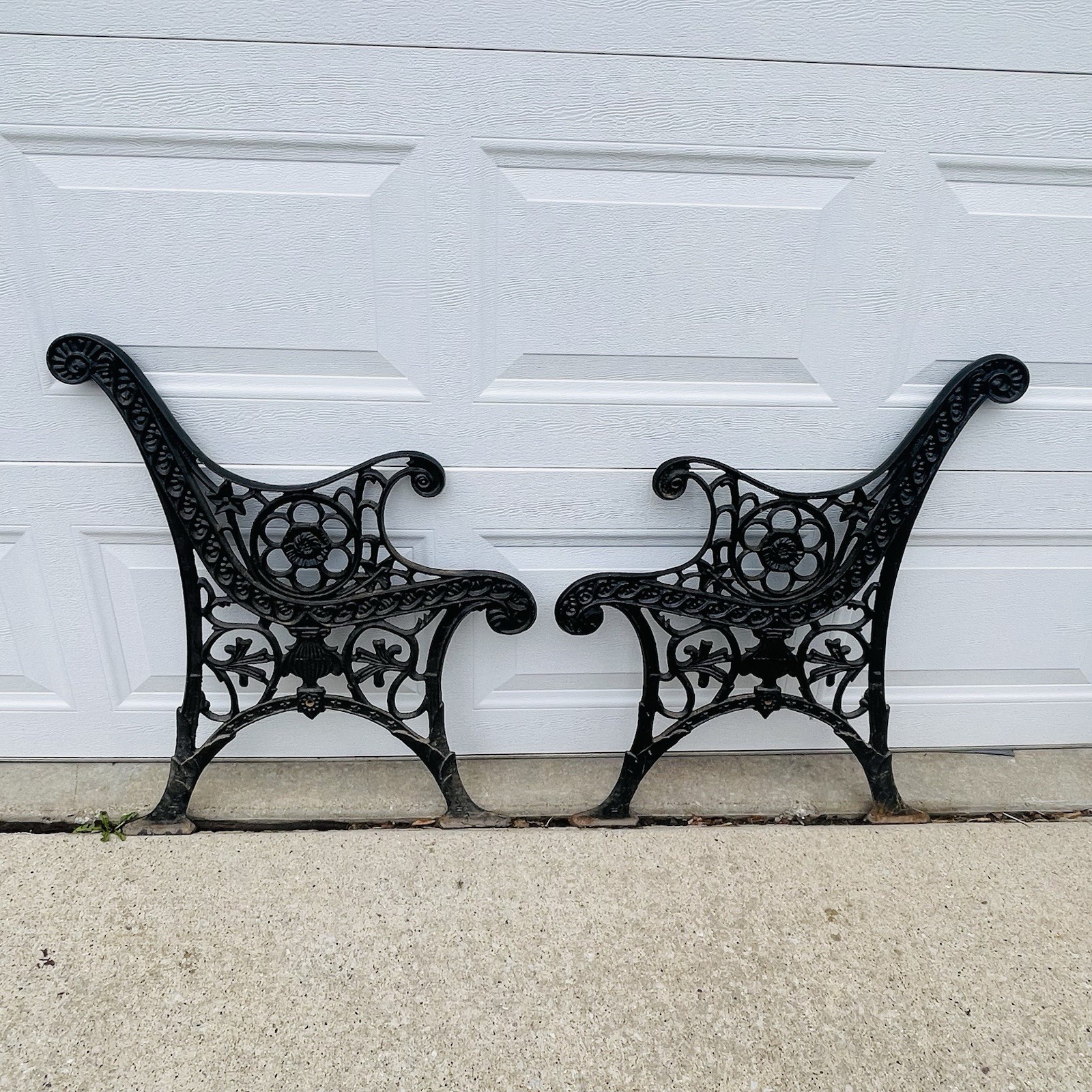 Vintage Cast Iron Park Bench Ends / Legs - Ornate