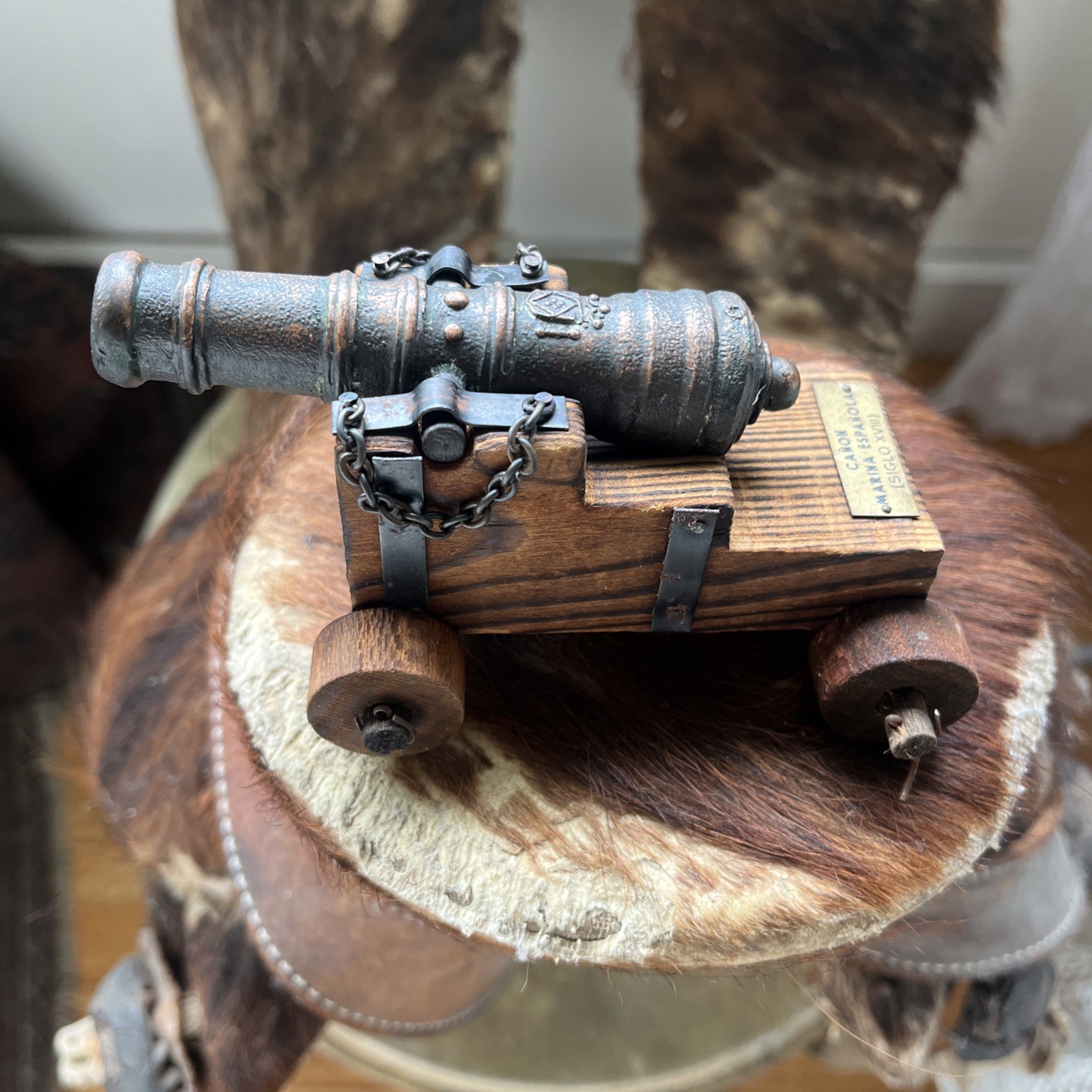 Vintage Model Antique Cannon Replica Canon Marina Espanola Siglo XVIII