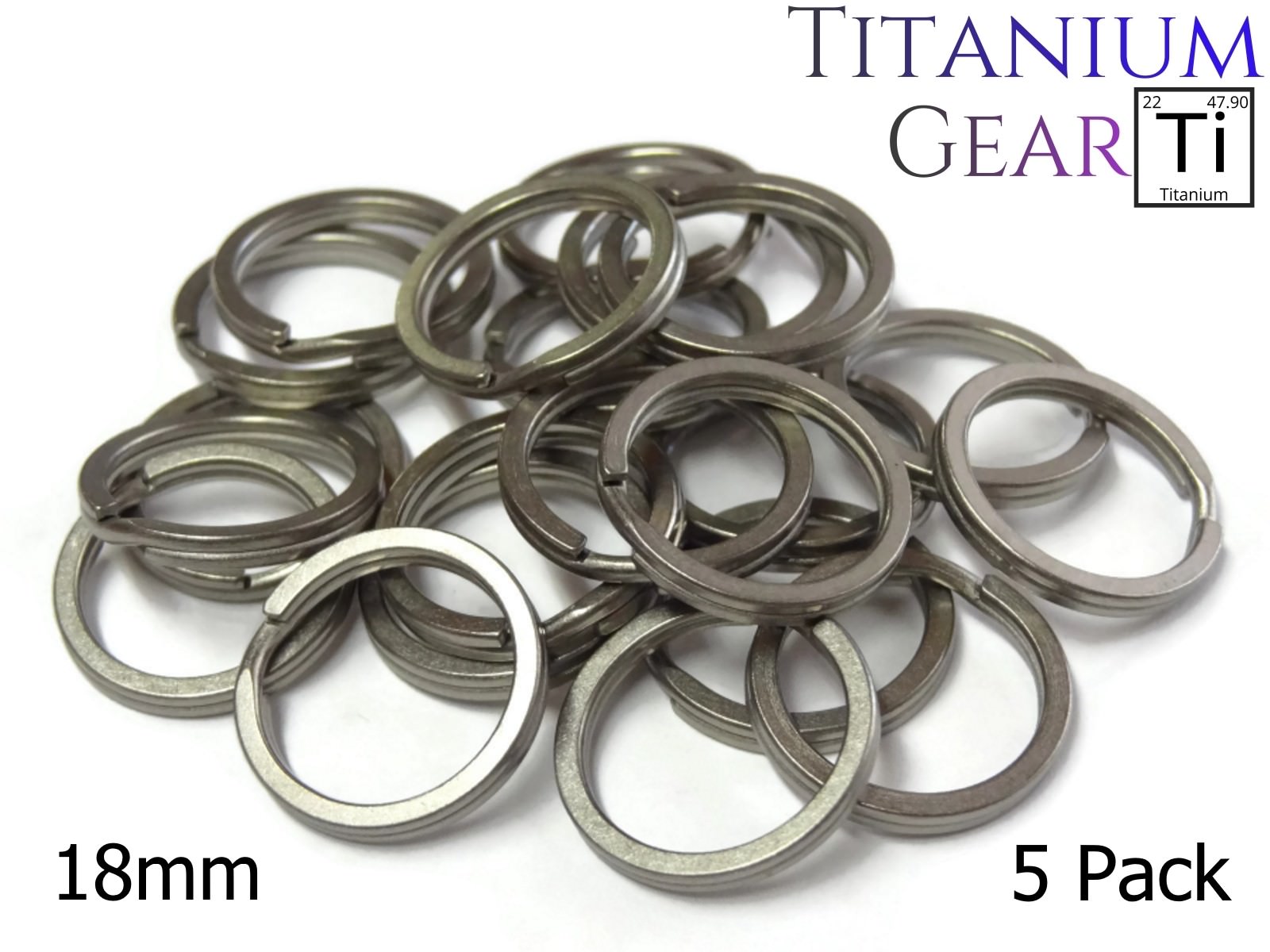 Titanium Key Ring 5 Pack 18mm / 3/4" Ti Split Ring EDC Matte Finish USA SELLER