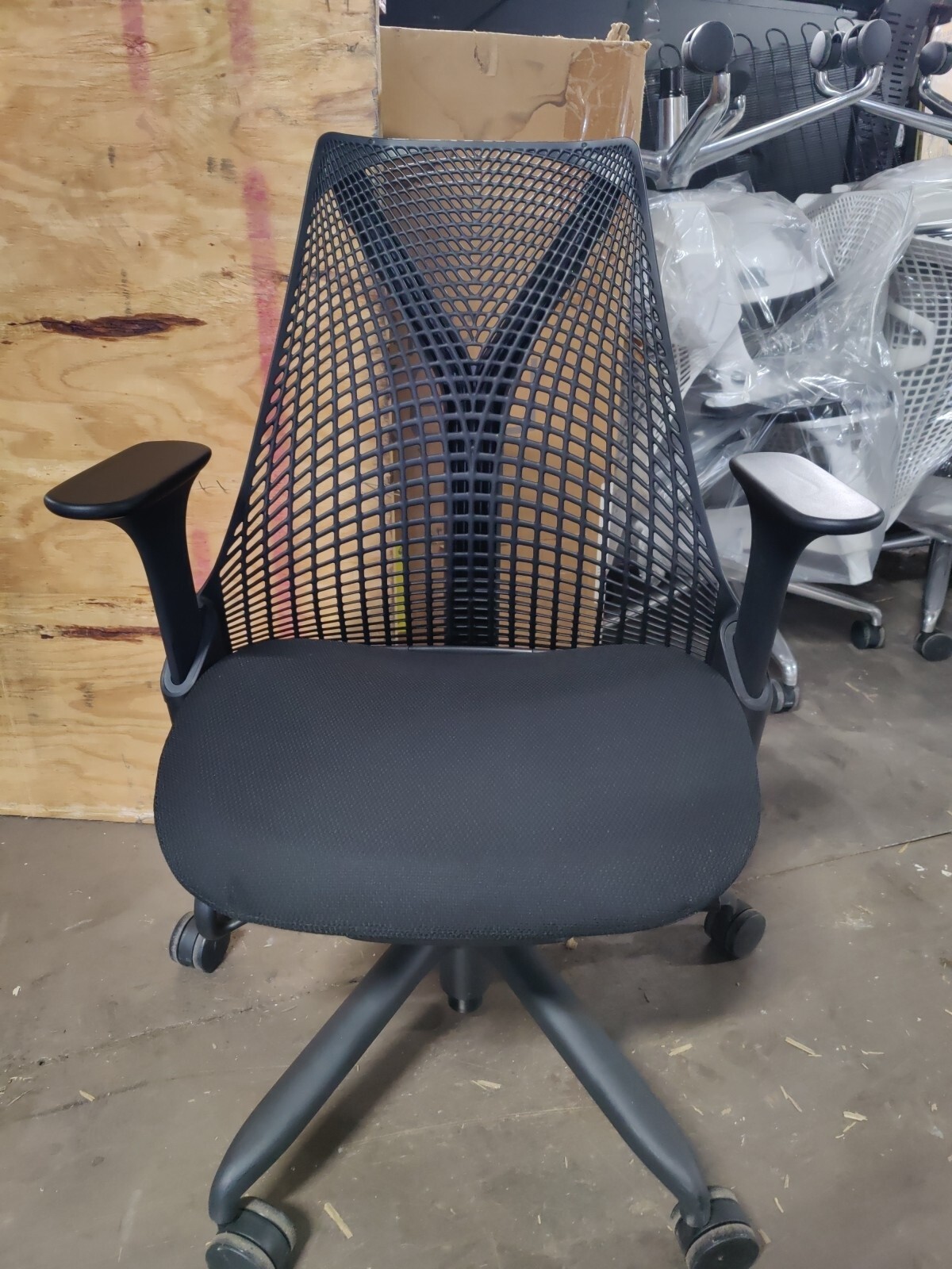 Black Sayl Office Desk Chair Herman Miller Fixed Arms Black Seat/Frame