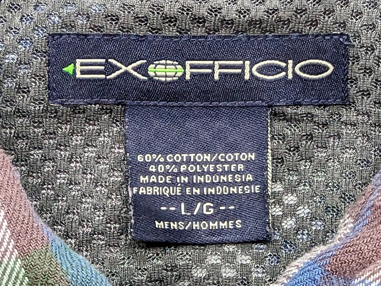 EX OFFICIO Shirt Men's Large Purple Plaid Flannel LS Outdoor Mid-weight