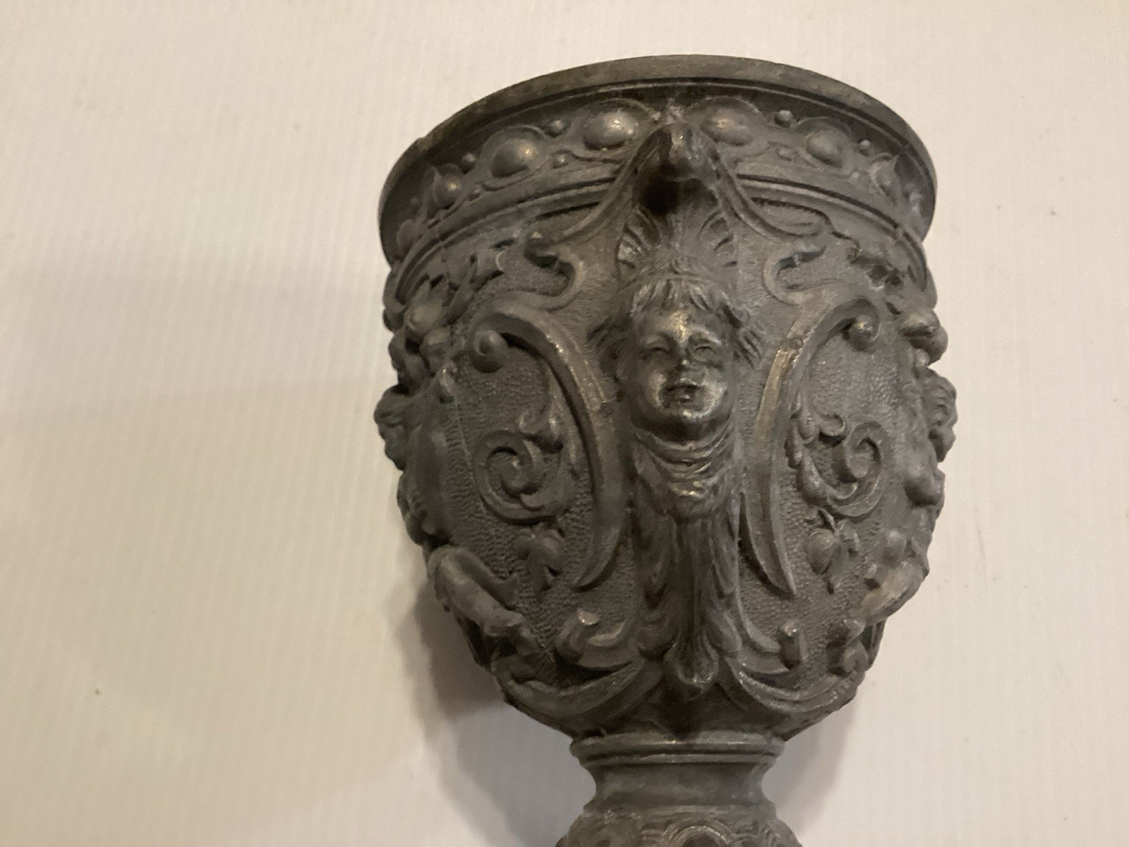 Victorian Style Cast Metal Ornate Urn Planter, 8-Inch Decor