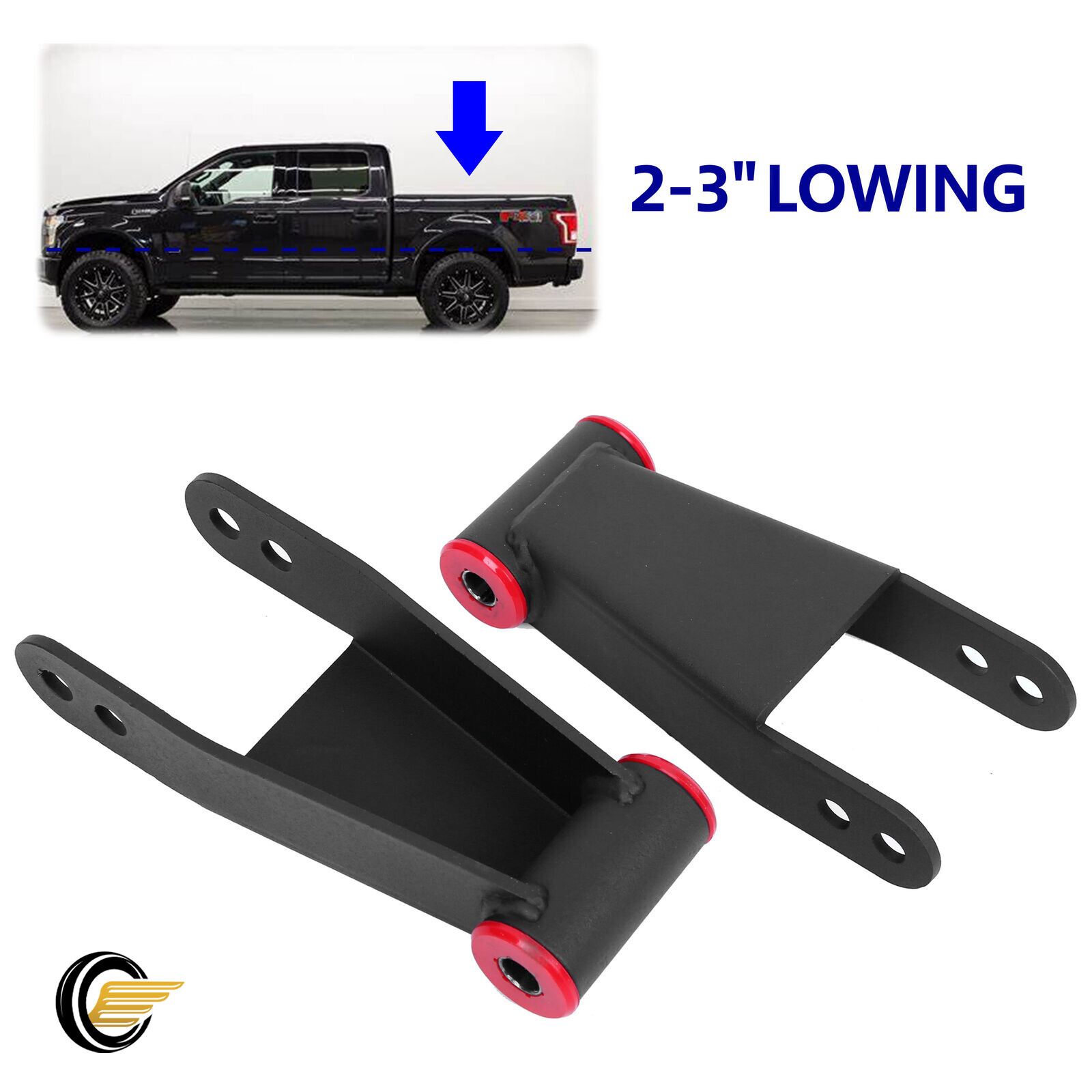 For 2004-2014 Ford F150 2"-3" Drop Lowering Shackles Adjustable Leveling Kit