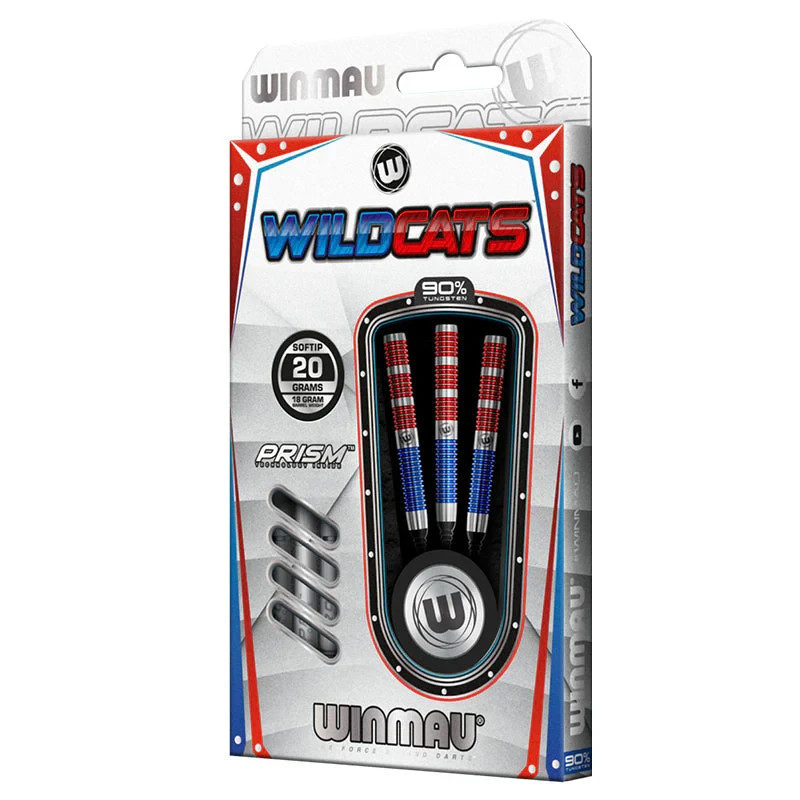 WINMAU WILDCATS 90% TUNGSTEN SOFT TIP DARTS 20GAM SHIPS FREE FREE BONUS #2305