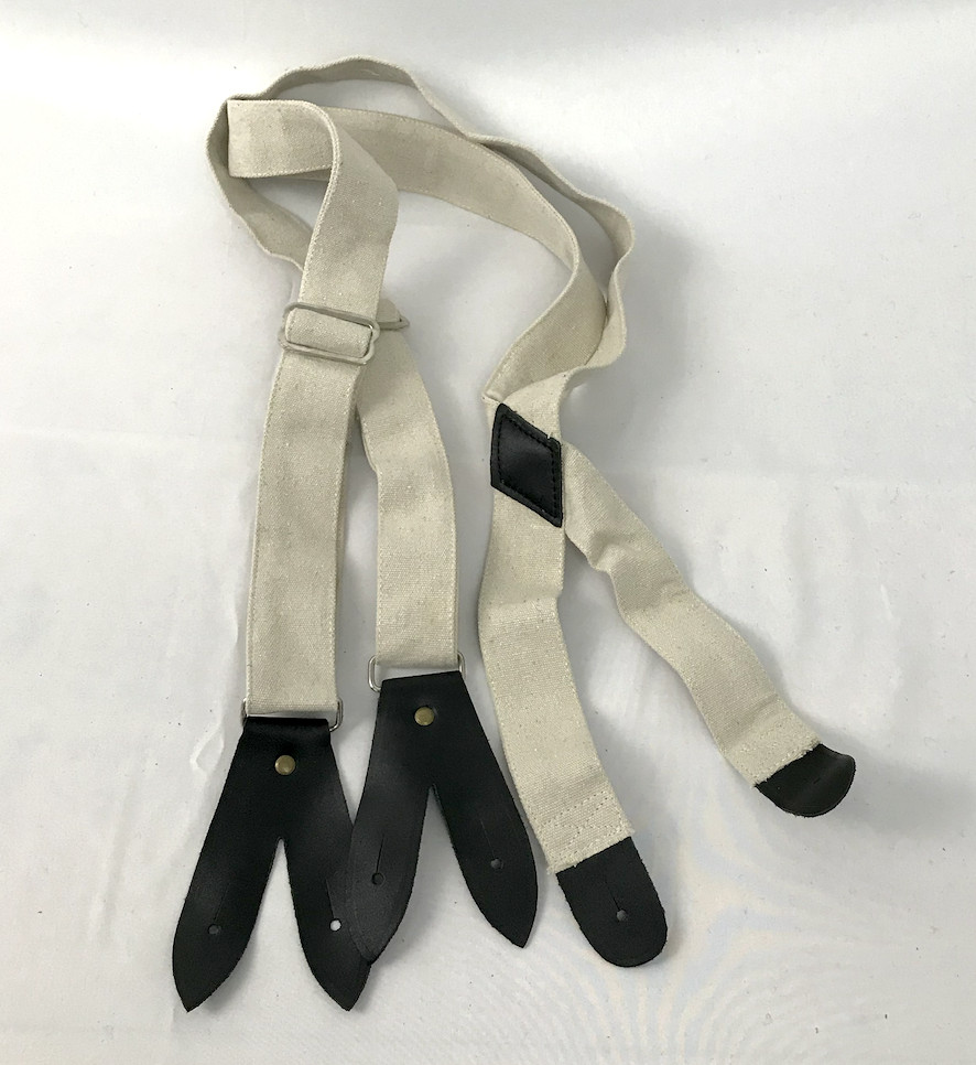 Knitted Cotton Webbing Suspenders with Leather Ends