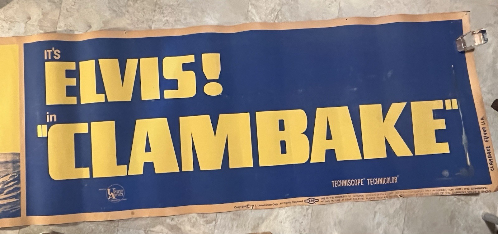 1967 Clambake One Of A Kind 83x24 UA Promotional Ad Poster Elvis Presley