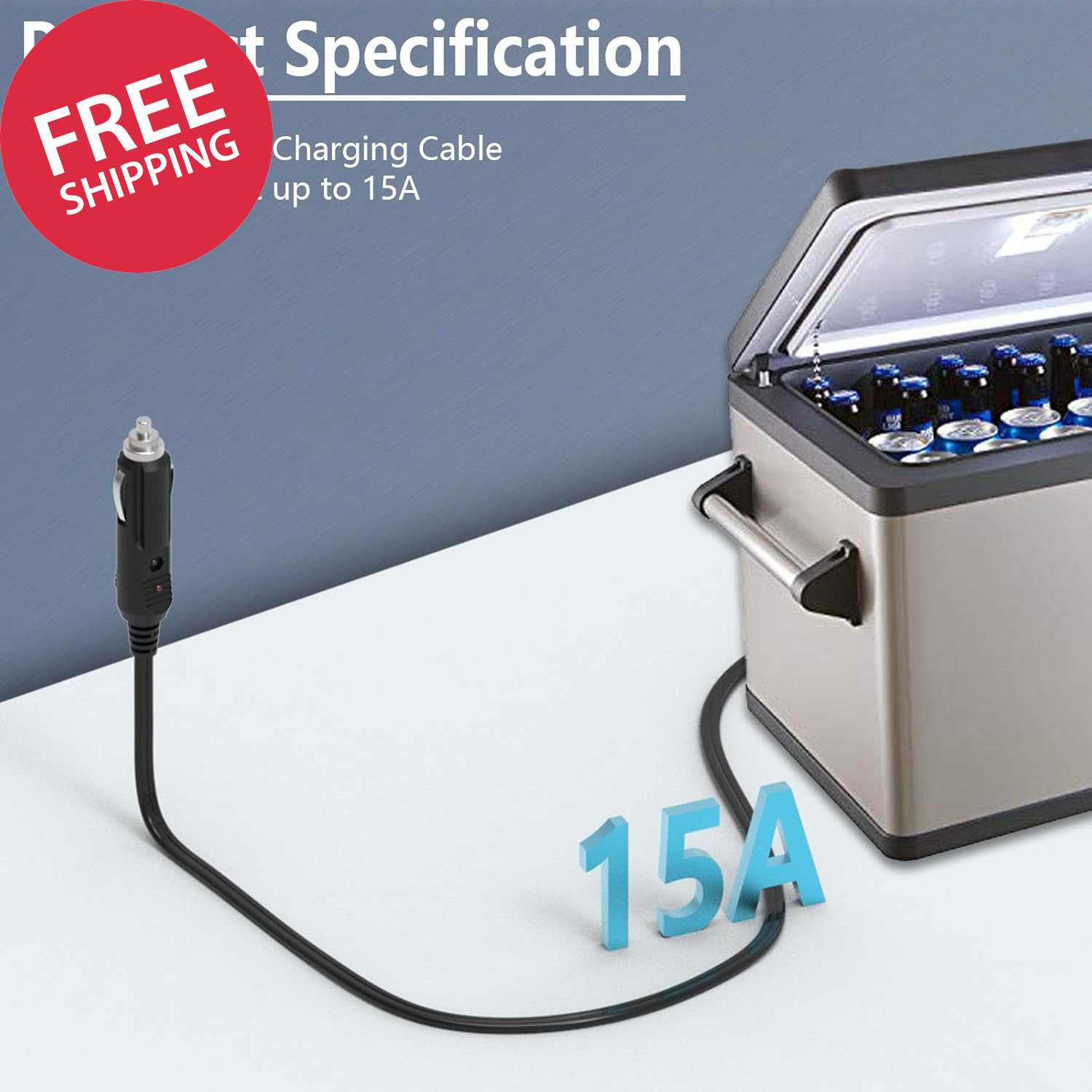 12V Portable Car Refrigerator DC Power Cord Fridge Freezer Cooler Charger Compat