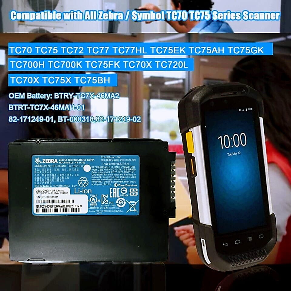 5/10/15 Pk New Genuine BT-000318-01 Battery for Zebra TC77 TC55 TC70 TC72 TC75