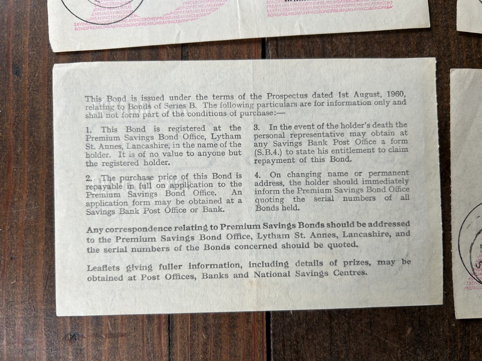 4 X Vintage 1950 & 1960s PREMIUM SAVINGS BONDS