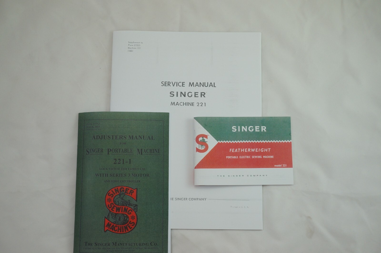Late Singer Featherweight 221 Sewing Machine Dealer Adjusters Repair Manuals Set