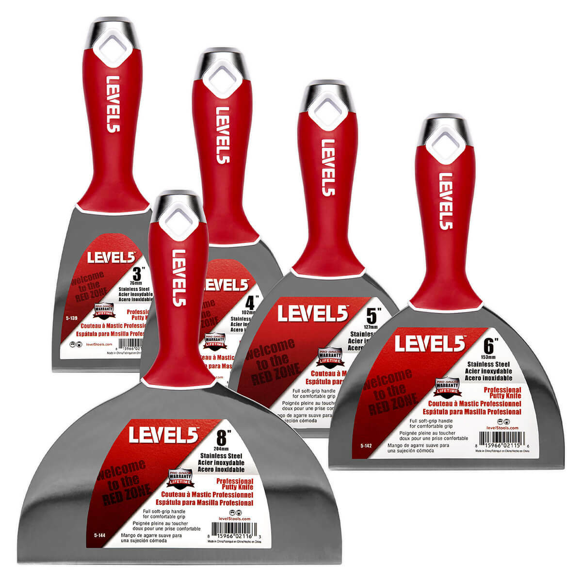 Drywall Putty Knife Set Stainless Steel Joint Knives 5 Piece | LEVEL5 | 5-602