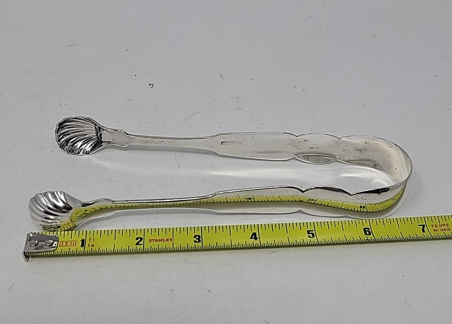 American Coin Silver Stoddard Sugar Tongs 1818-1847 New York, NY Shell Shaped