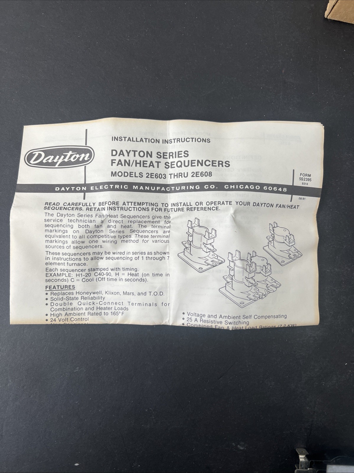 Dayton 15SH2 309714 HI-20 C40-110 2E605A Fan HEAT CONTROL SEQUENCER