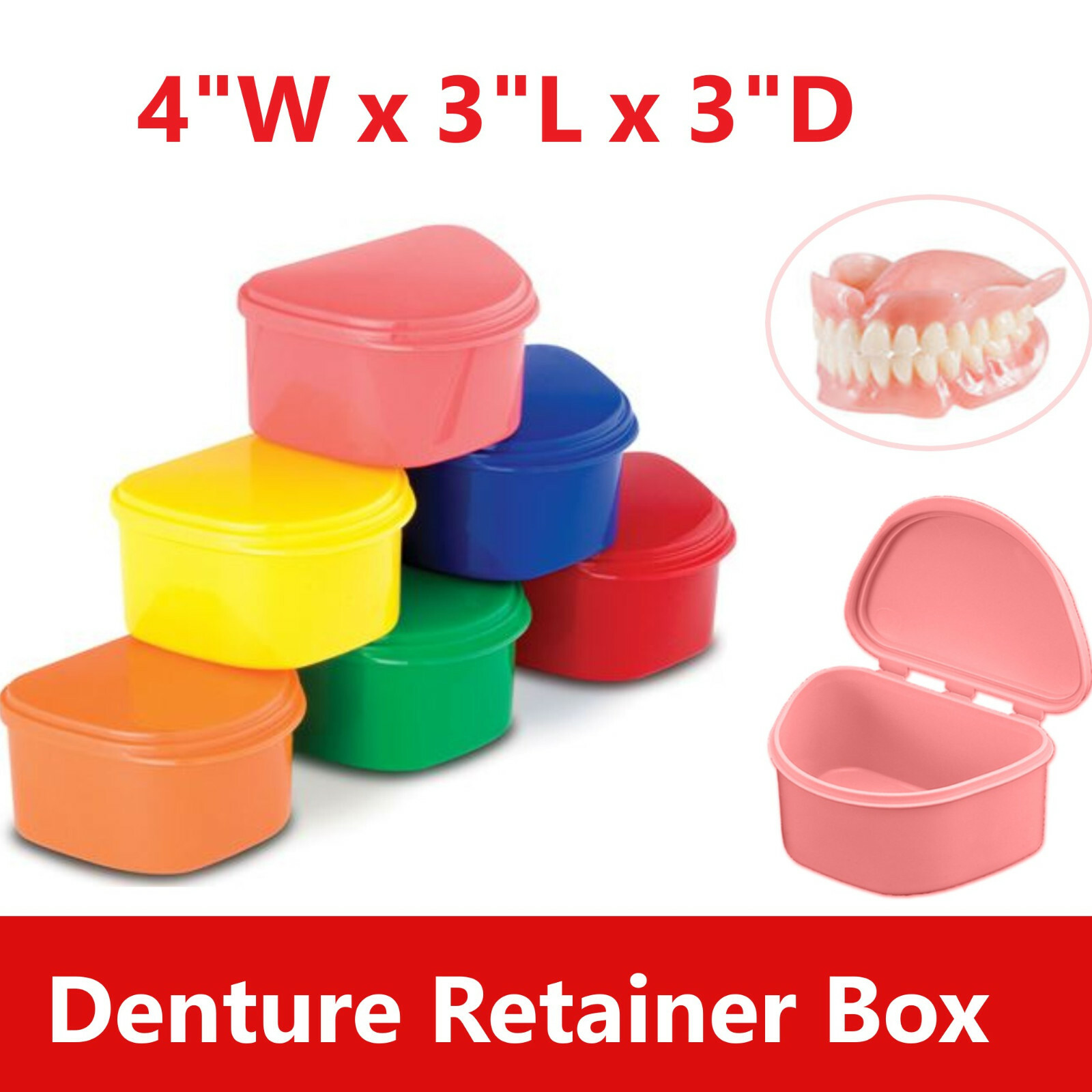 Dental Denture Box Retainer Box Carrier 4W x 2in x 3in Upto 200 Retainers/Case