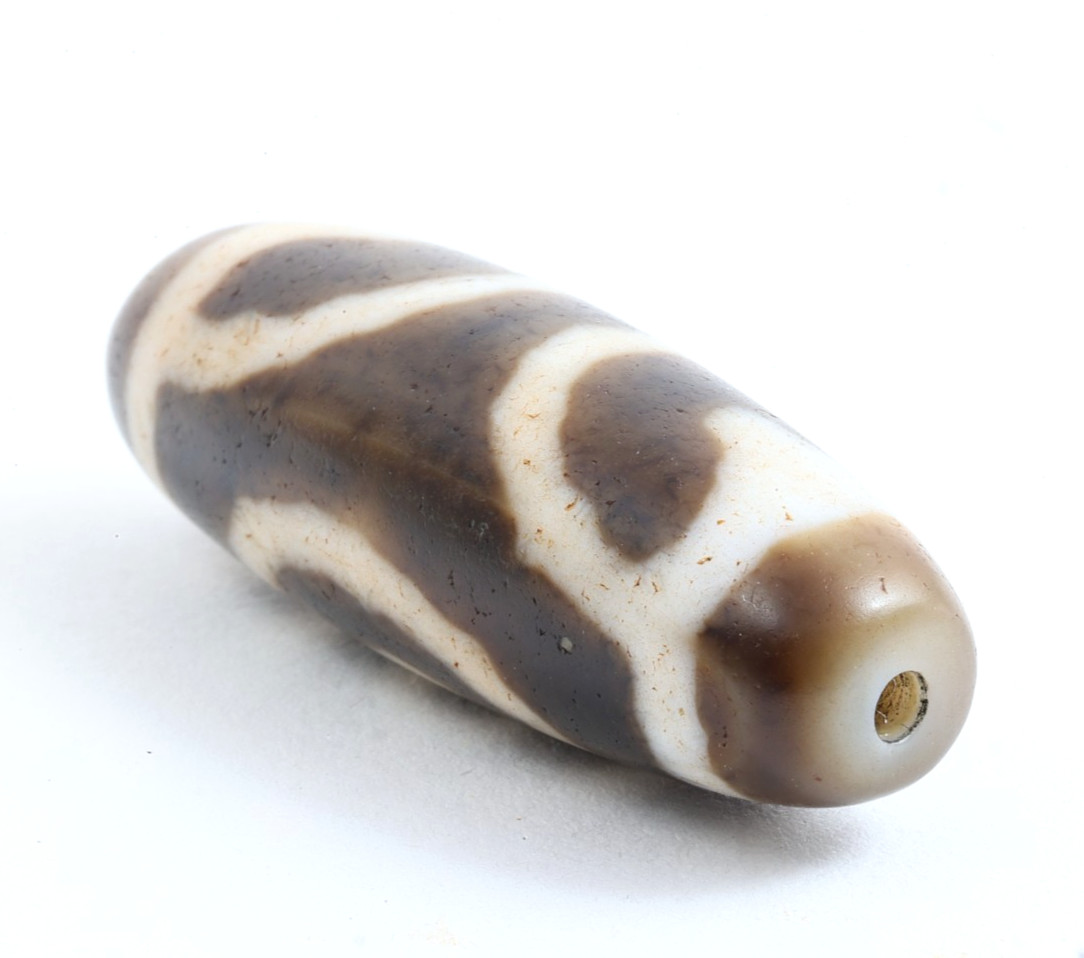 Tibetan Double Tiger-Tooth Eye-in-Eye Dzi Bead Agate Taiwan Handmade Amulet