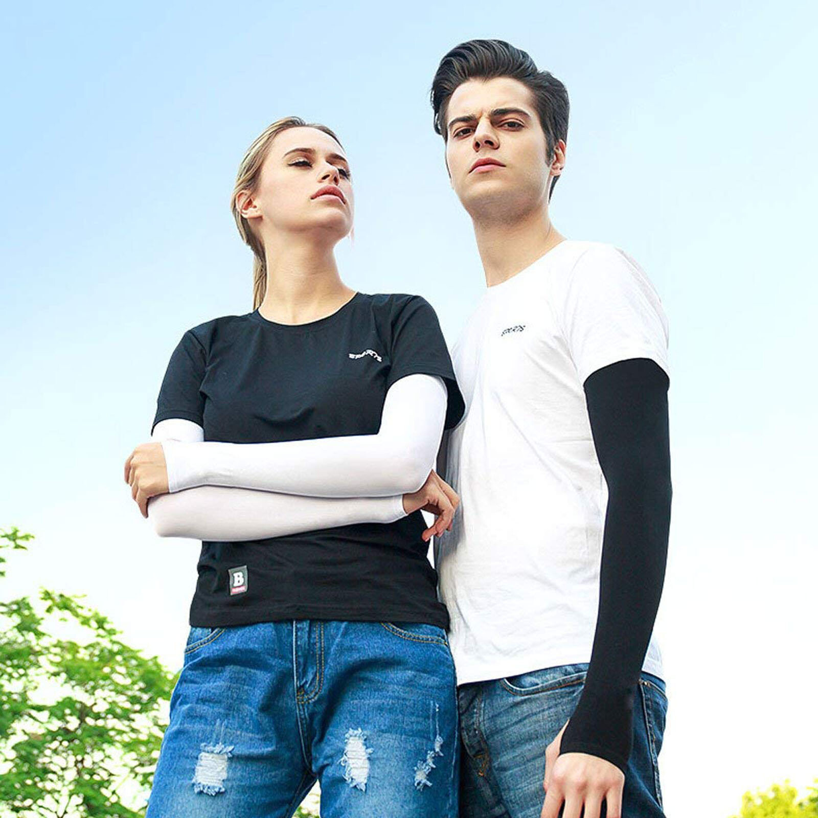 Arm Sleeves UV Sun Protection Sleeves Cooling Ice Silk Arm Sleeve for Women Men