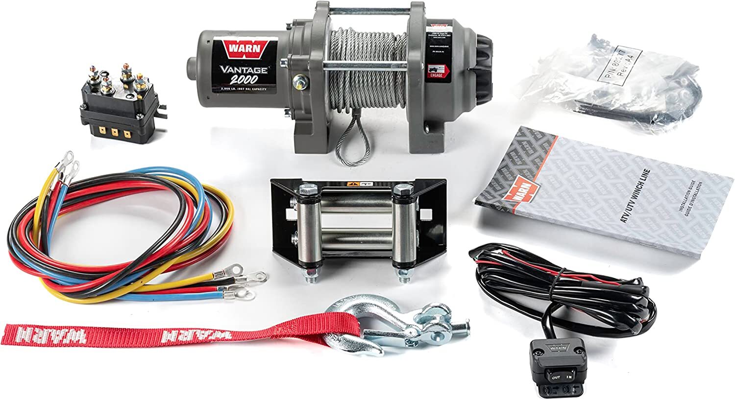 Warn Vantage 2000 Series 12 Volt DC Powered Electric ATV Winch 2000-Lb