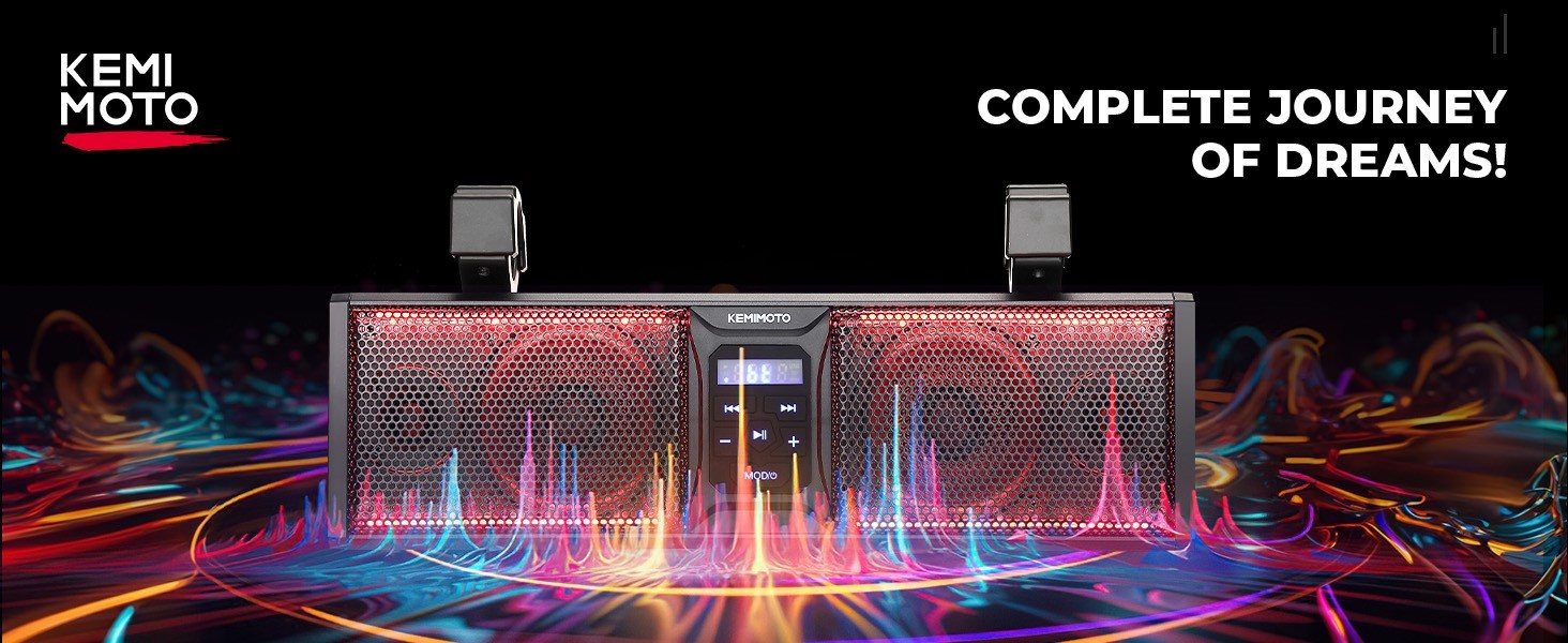 KEMIMOTO 16IN Universal RGB ATV UTV Sound Bar Speaker Marine Soundbar