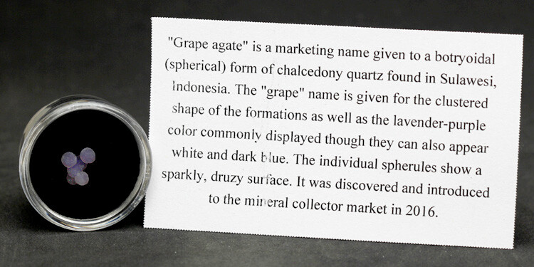 GRAPE AGATE Specimen Chalcedony Crystal Cluster Mineral INDONESIA w/ ID card