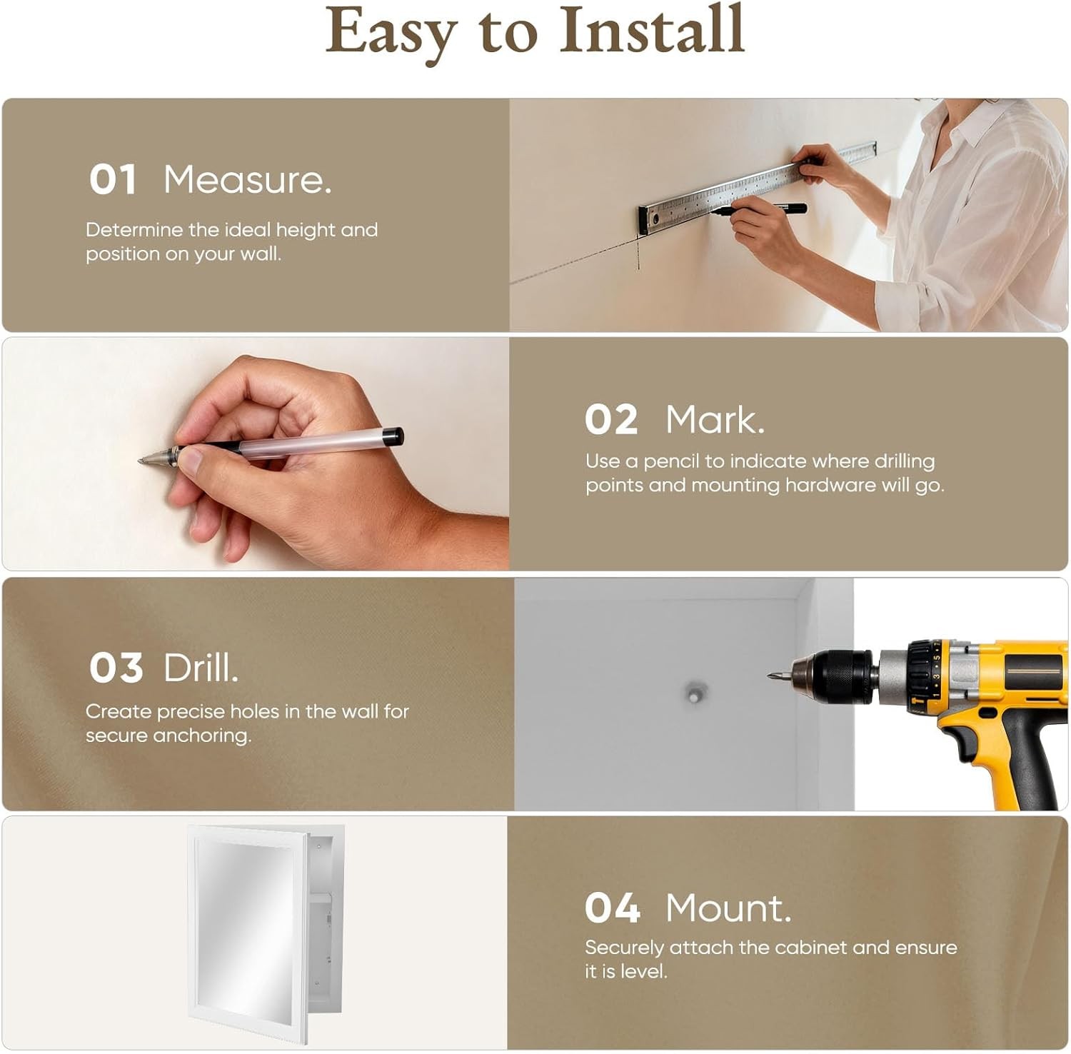 Bathroom Mirror with Storage,Medicine Cabinet with Adjustable Shelf Wall Mounted