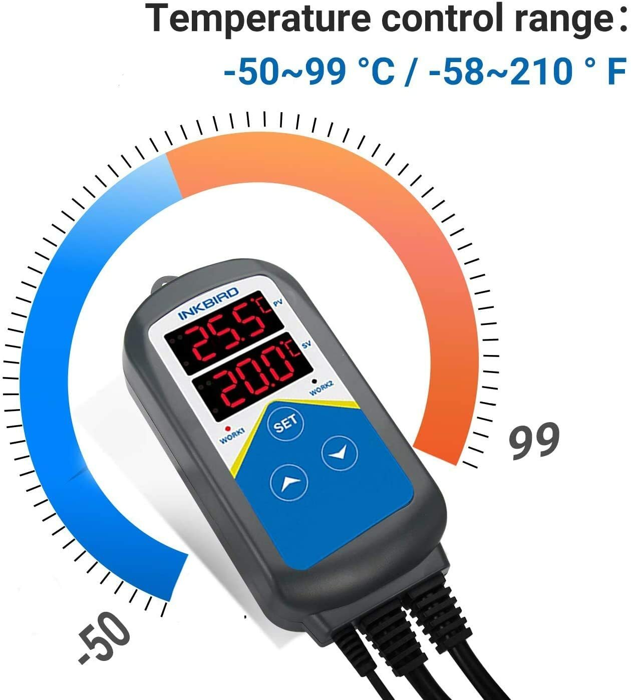 Inkbird Wired Digital Temperature Controller Heat Thermostat Hydroponics ITC306T