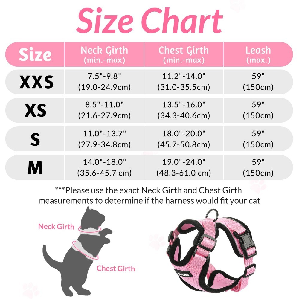 Cat Harness and Leash Escape Proof Soft Adjustable Vest Breathable Reflective