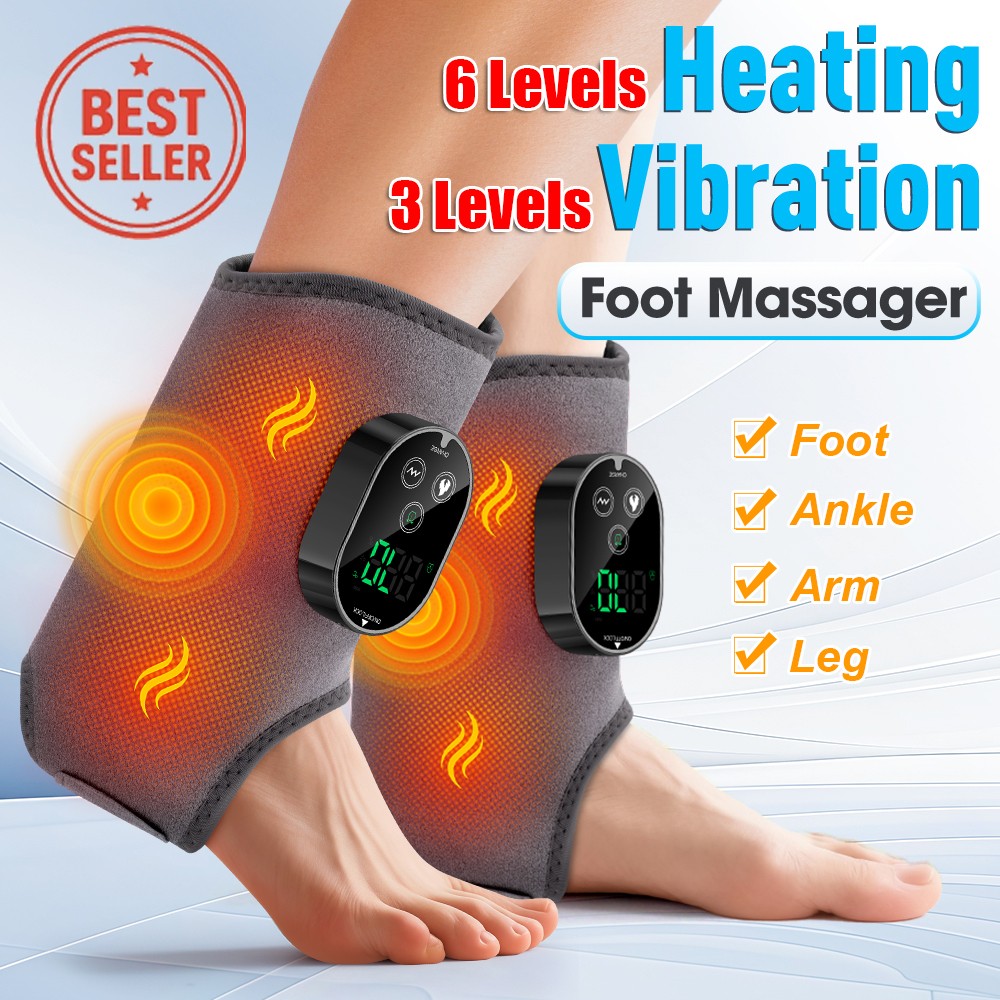 4in1 Electric Foot Ankle Massager Relieve Pain 6 Heat Levels, 3 Vibration Modes