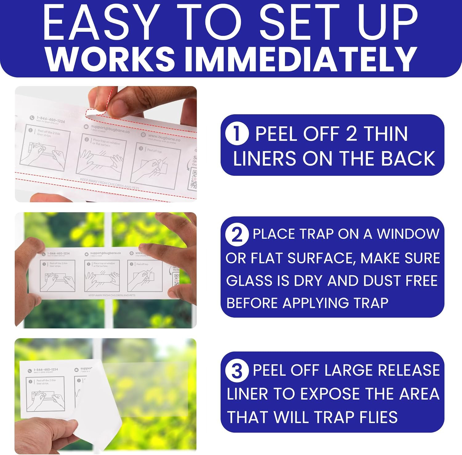 50 Window Fly Traps Sticky Non-Toxic Clear Fly Paper Indoor for Home. No Mess F