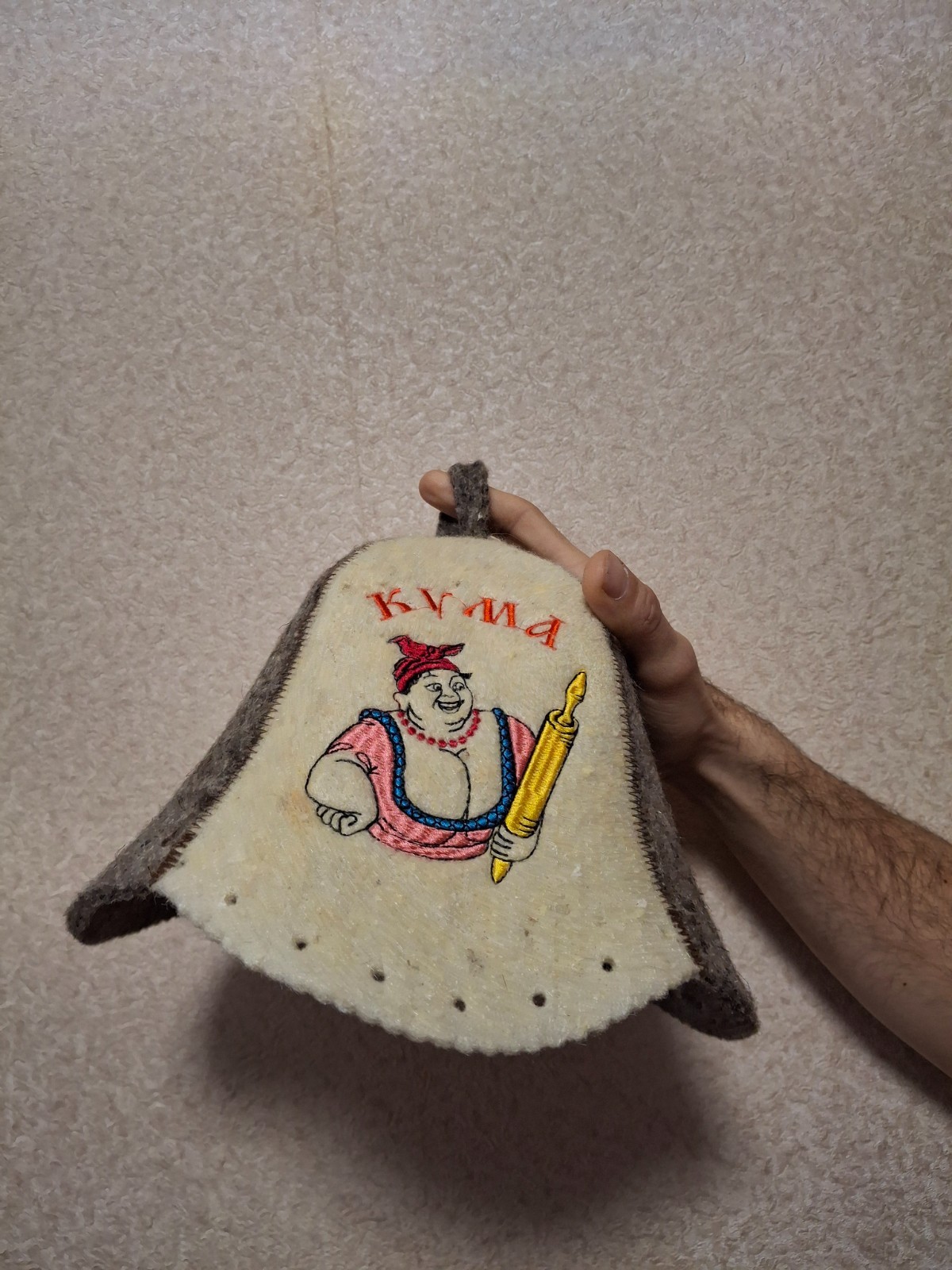 Wool sauna hat for women Funny felt banya hat Gift accessories to saunahut Chris