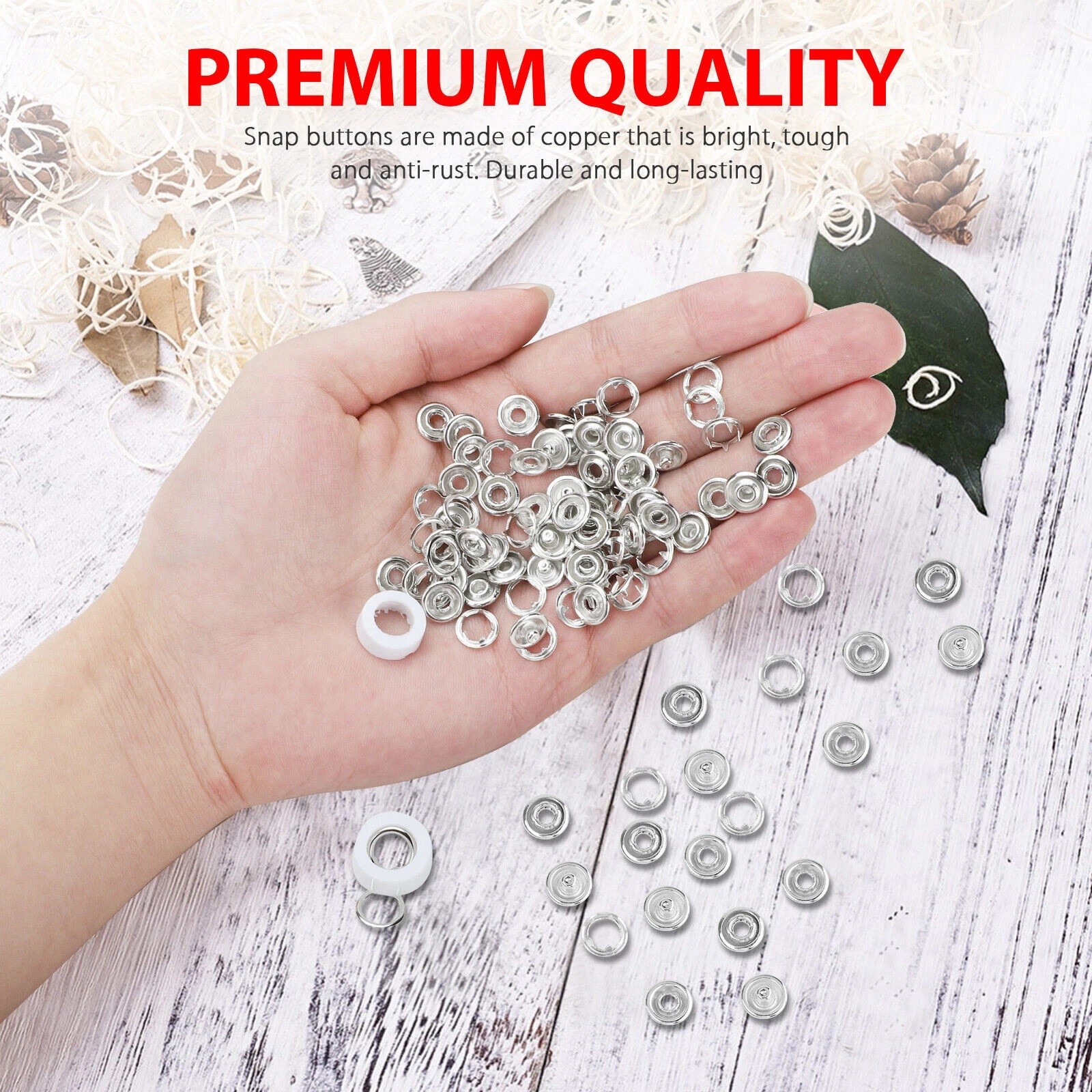 100 Pcs Snap Fastener Kit 9.5mm Press Studs with Pliers for Fabric Craft Clothes