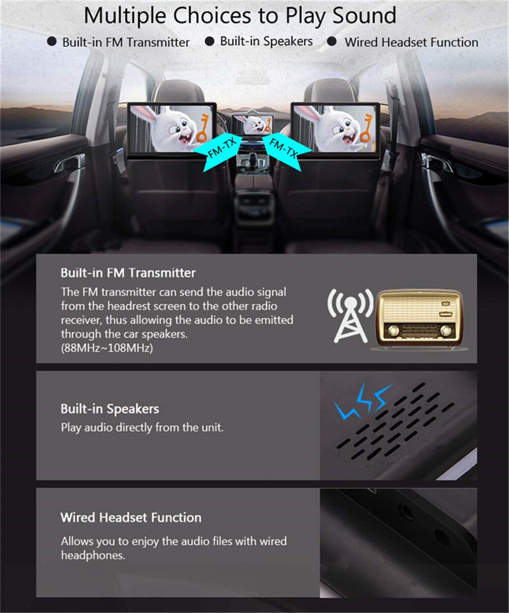 Android 11 Headrest Monitor WIFI Car TV Player Bluetooth Rear Seat Entertainment