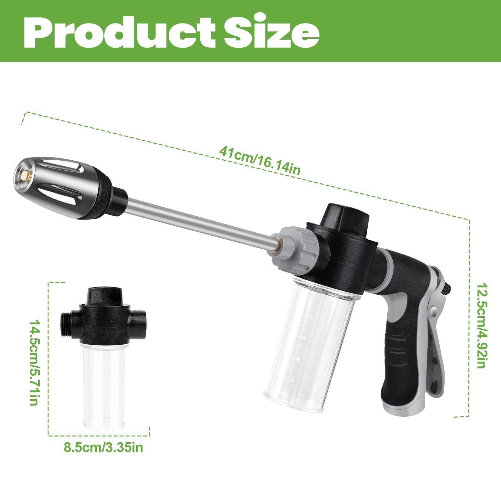 Car Wash Foam Gun High Pressure Water Garden Hose Nozzle Soap Foam Sprayer BK/OR