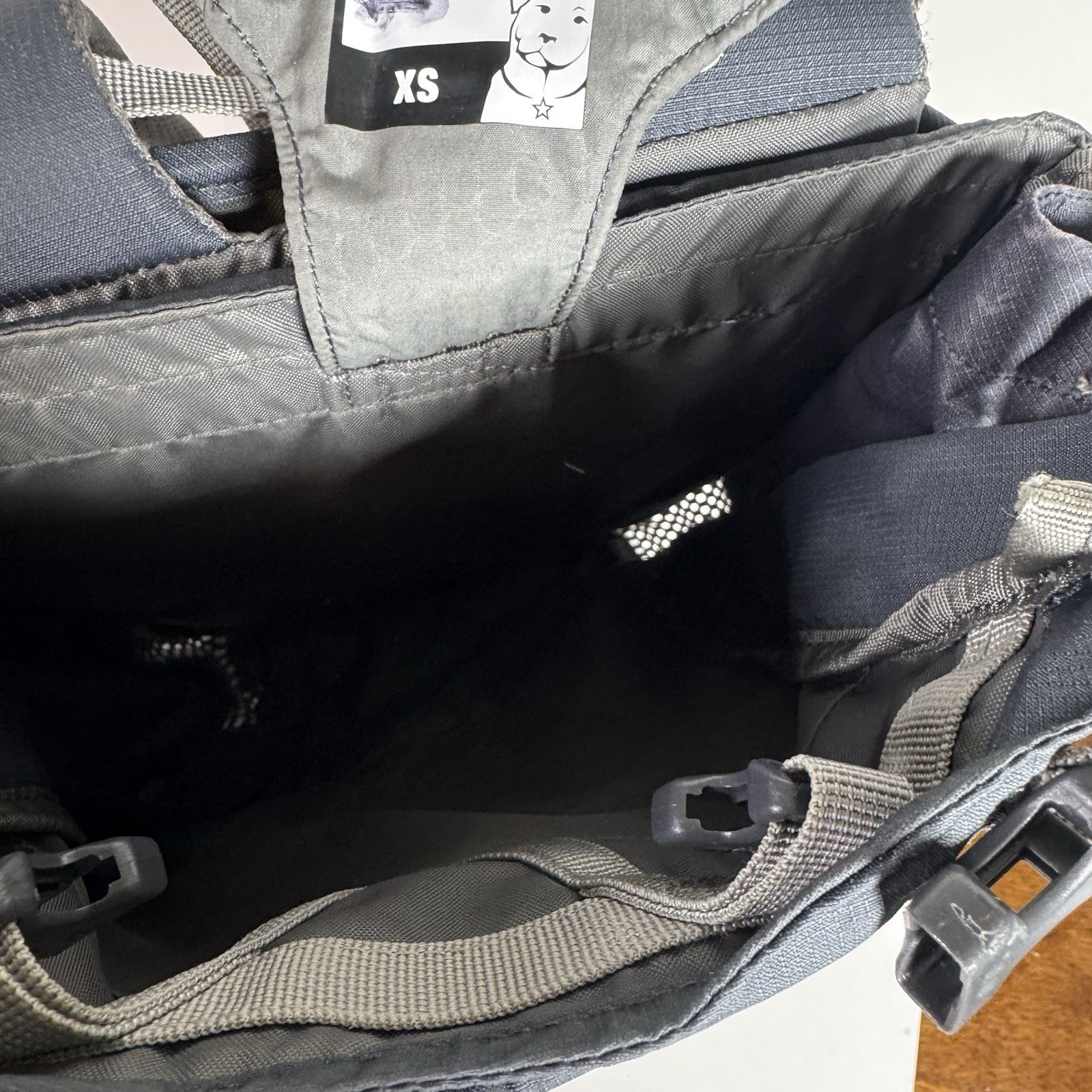 Ruffwear Hitch Hiker XS Basalt Gray Dog Carrier Backpack Mesh Padding