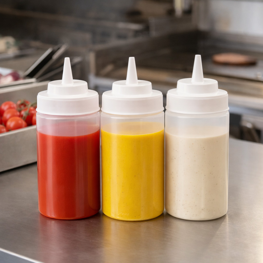 Winco 16oz Clear Wide Mouth Squeeze Bottles PSW-16C-CC BPA Free (6-36 Ct)