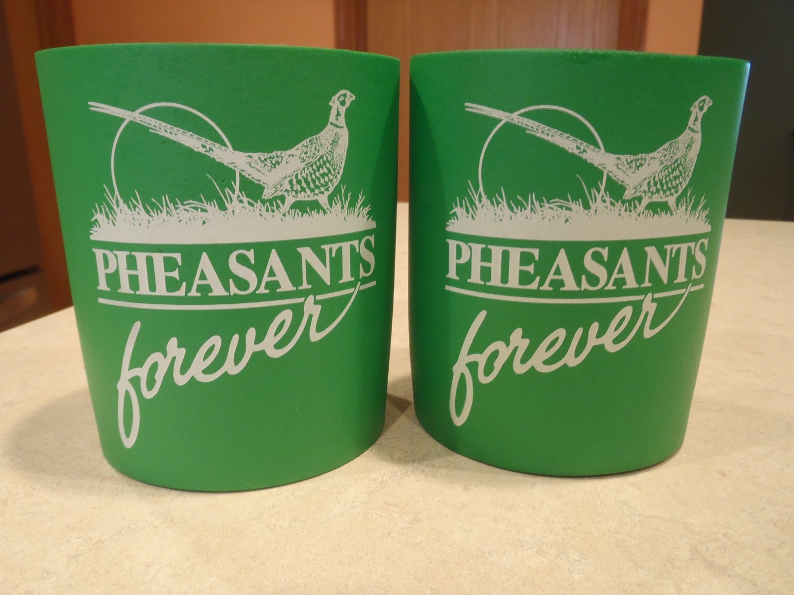 Vintage Pheasants Forever Can Koozie Lot of 2 Green Foam