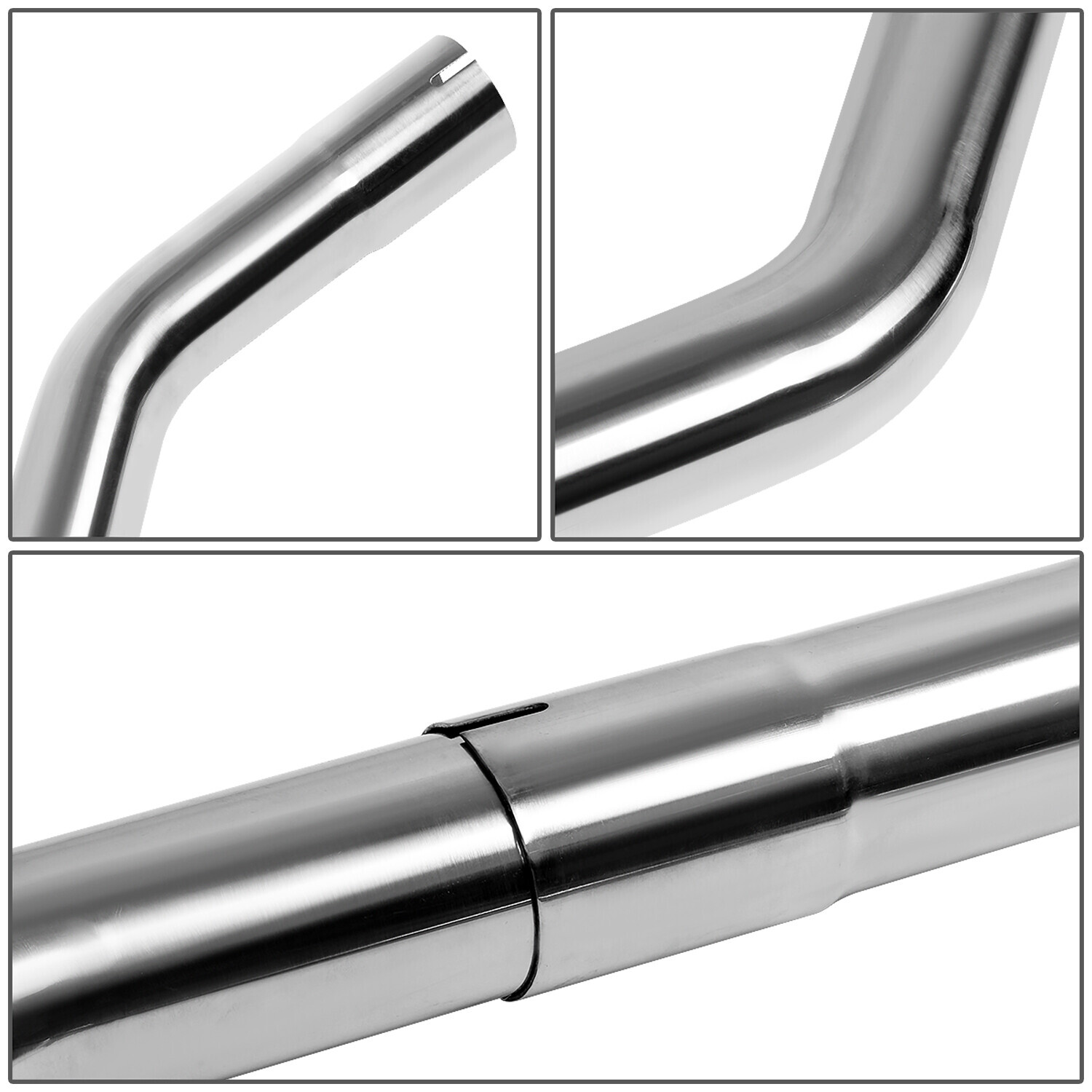 16Pcs 2.25" OD Stainless Steel Bend Straight DIY Custom Exhaust Tubing Pipe Kits