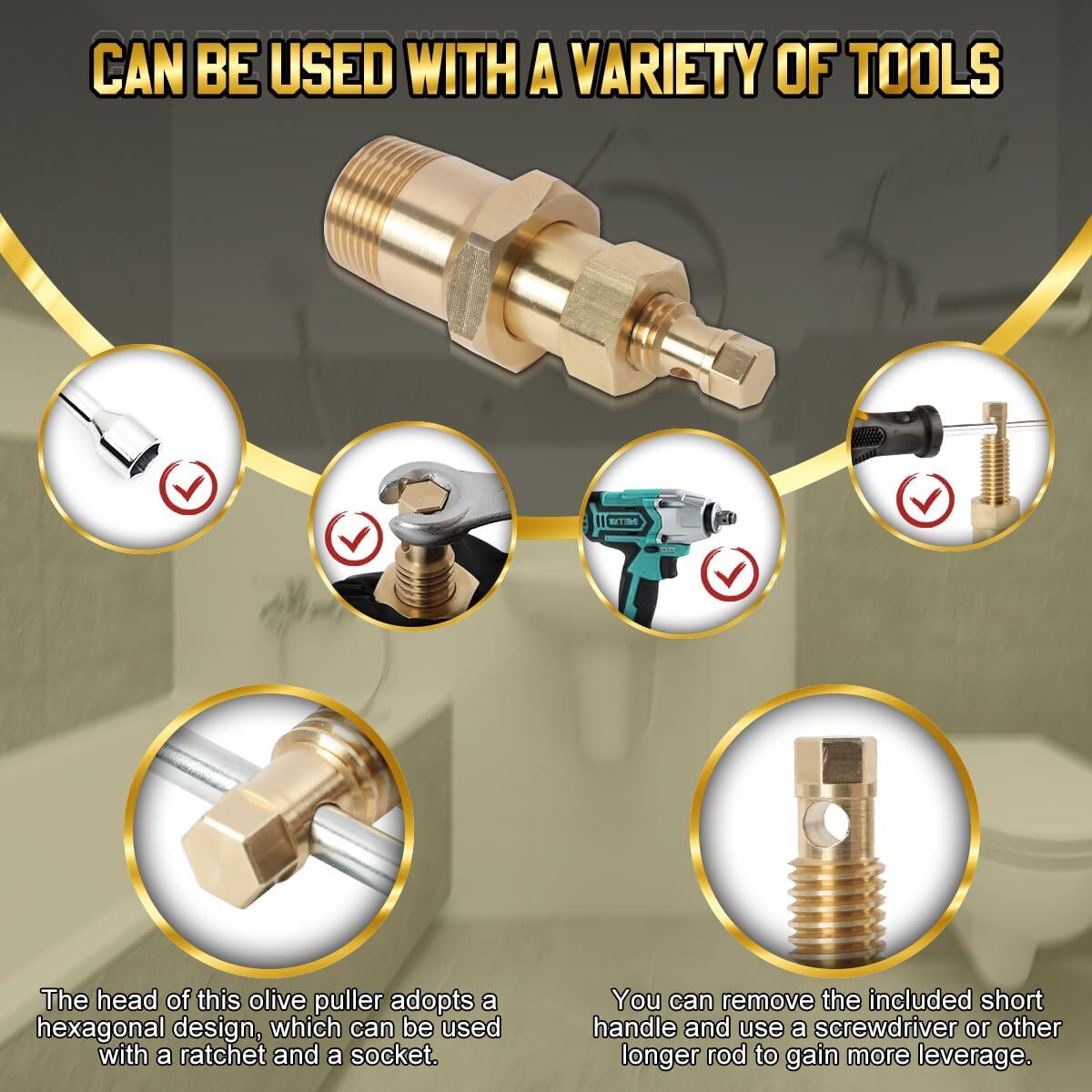 Olive Remover Ferrule Puller Brass Copper Pipe Fitting Plumbing Tool 1/2" 3/4"US